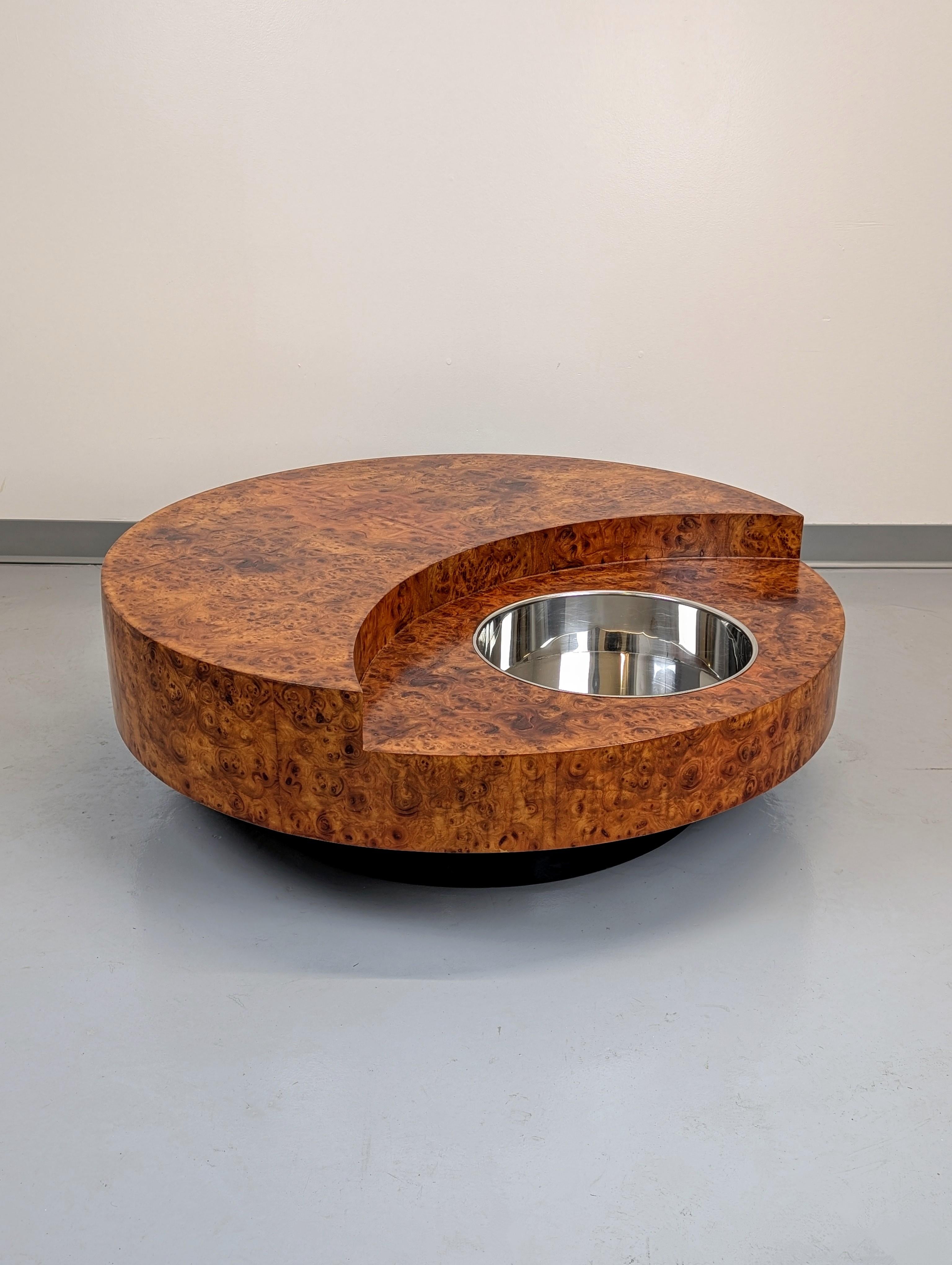 Tavolino girevole Willy Rizzo Burlwood TRG in vendita 4