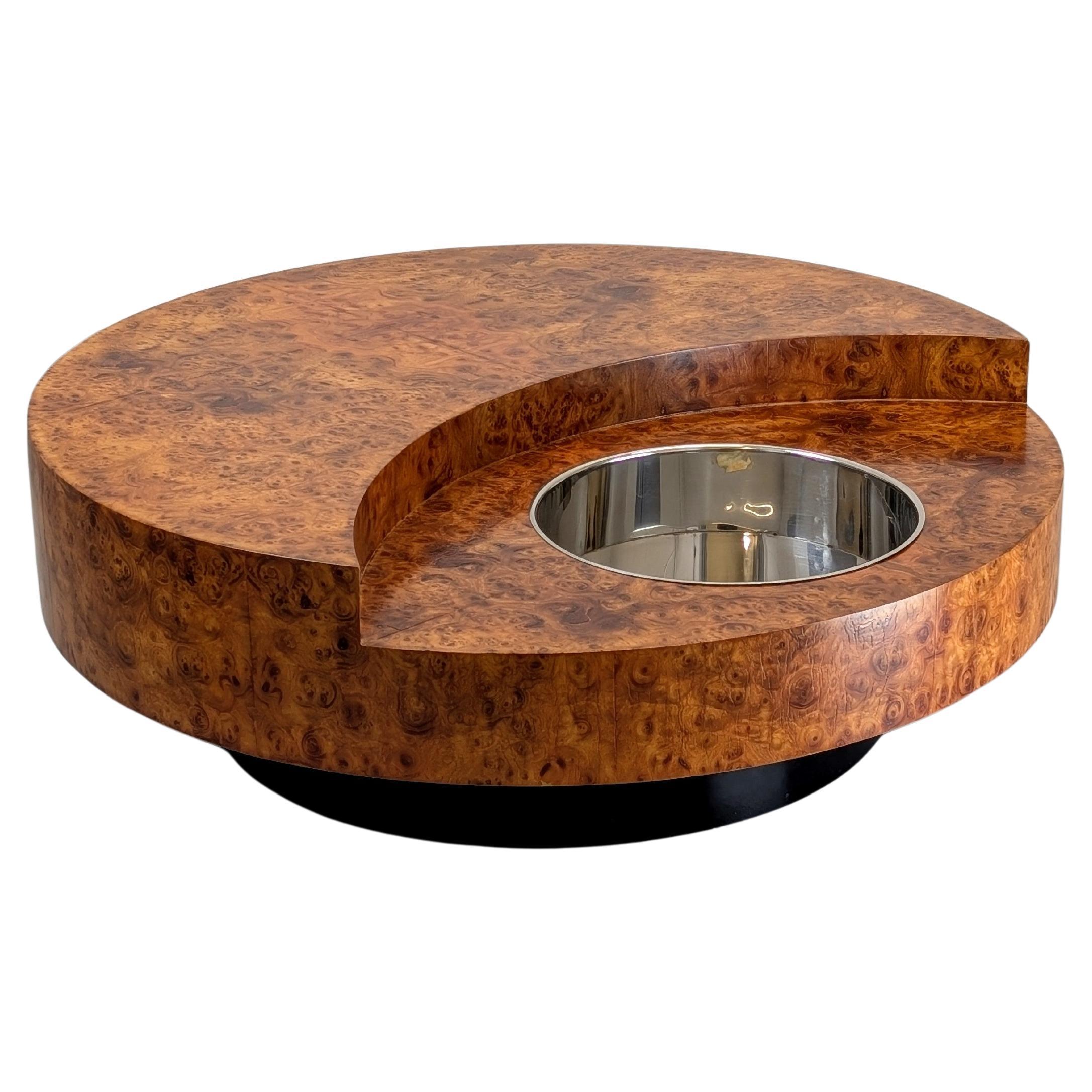 Willy Rizzo Burlwood TRG Revolving Coffee Table