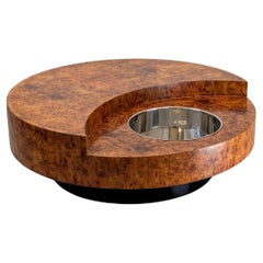 Willy Rizzo Burlwood TRG Revolving Coffee Table
