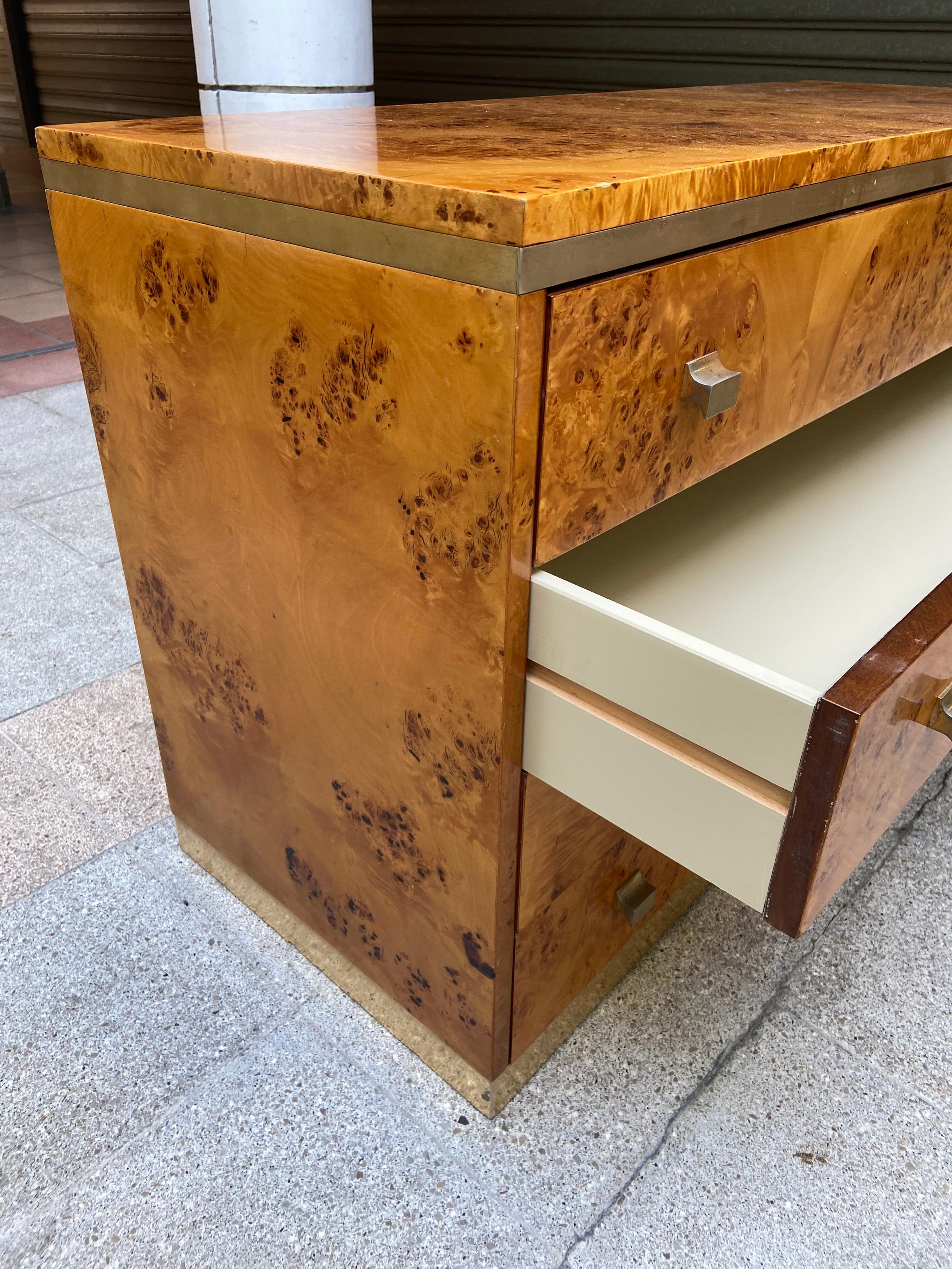 Other Willy Rizzo - Chest of 4 Drawers Amboyna Burl  - circa 1970