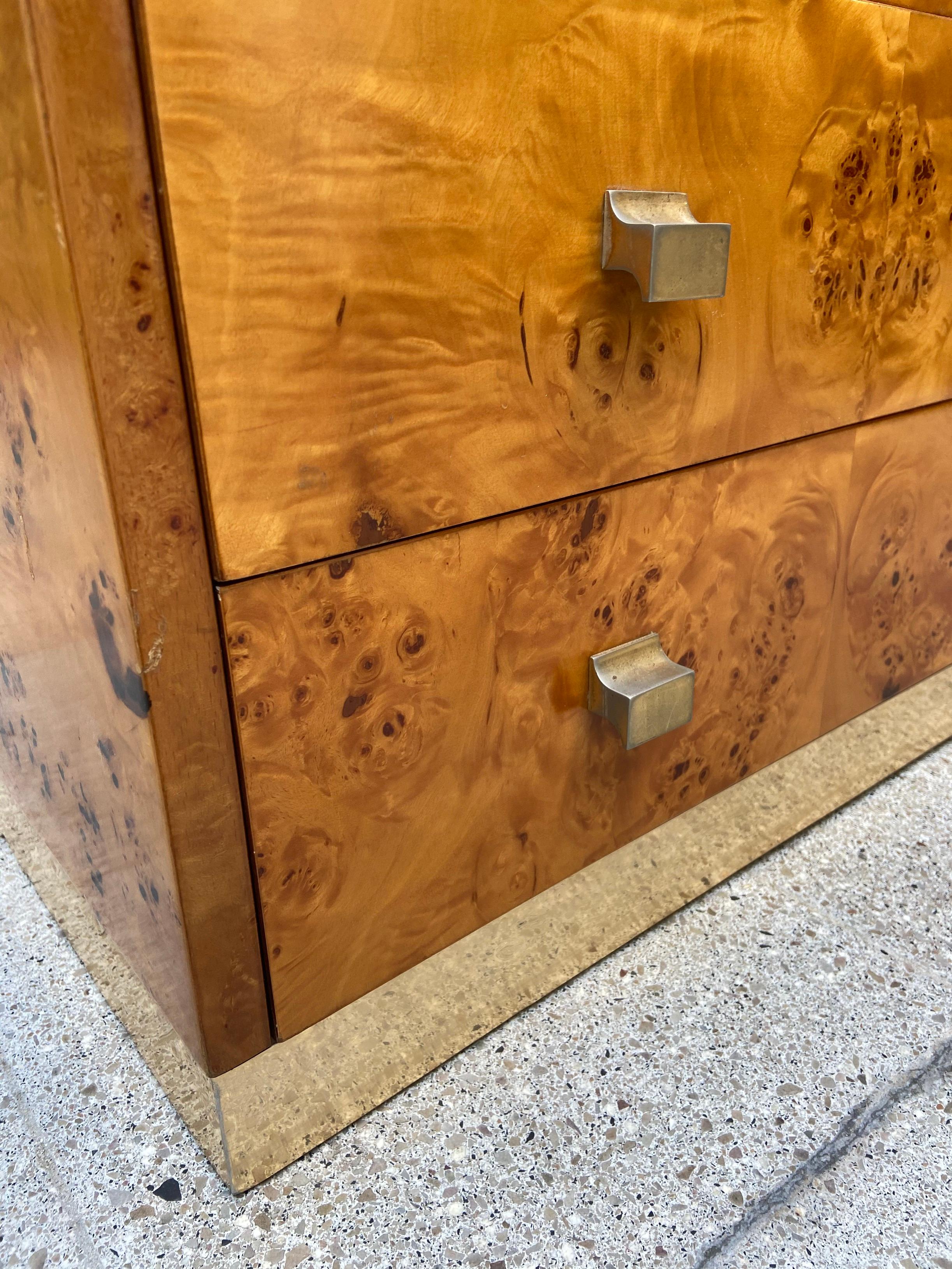 Willy Rizzo - Chest of 4 Drawers Amboyna Burl  - circa 1970 In Good Condition In Saint ouen, FR