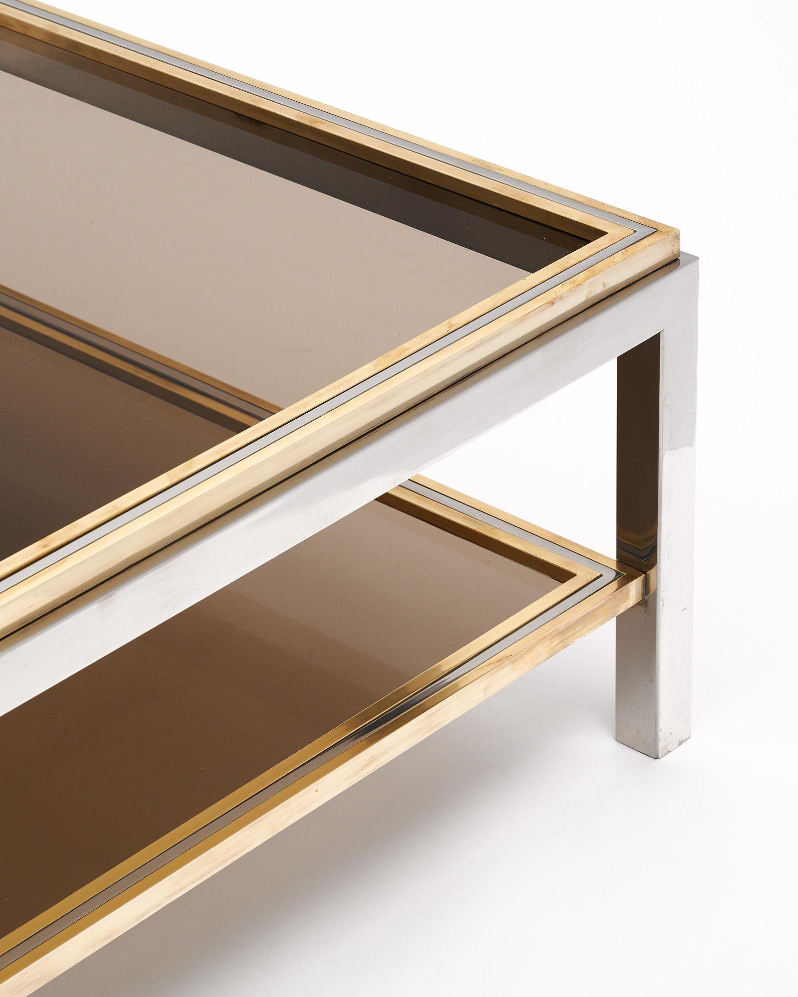 Fin du 20e siècle Table basse en chrome et laiton dans le style de Willy Rizzo en vente