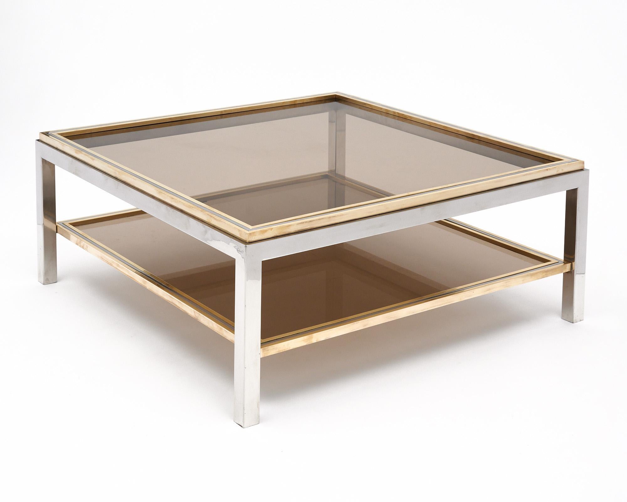 Chrome and Brass Coffee Table in the style of Willy Rizzo For Sale 3