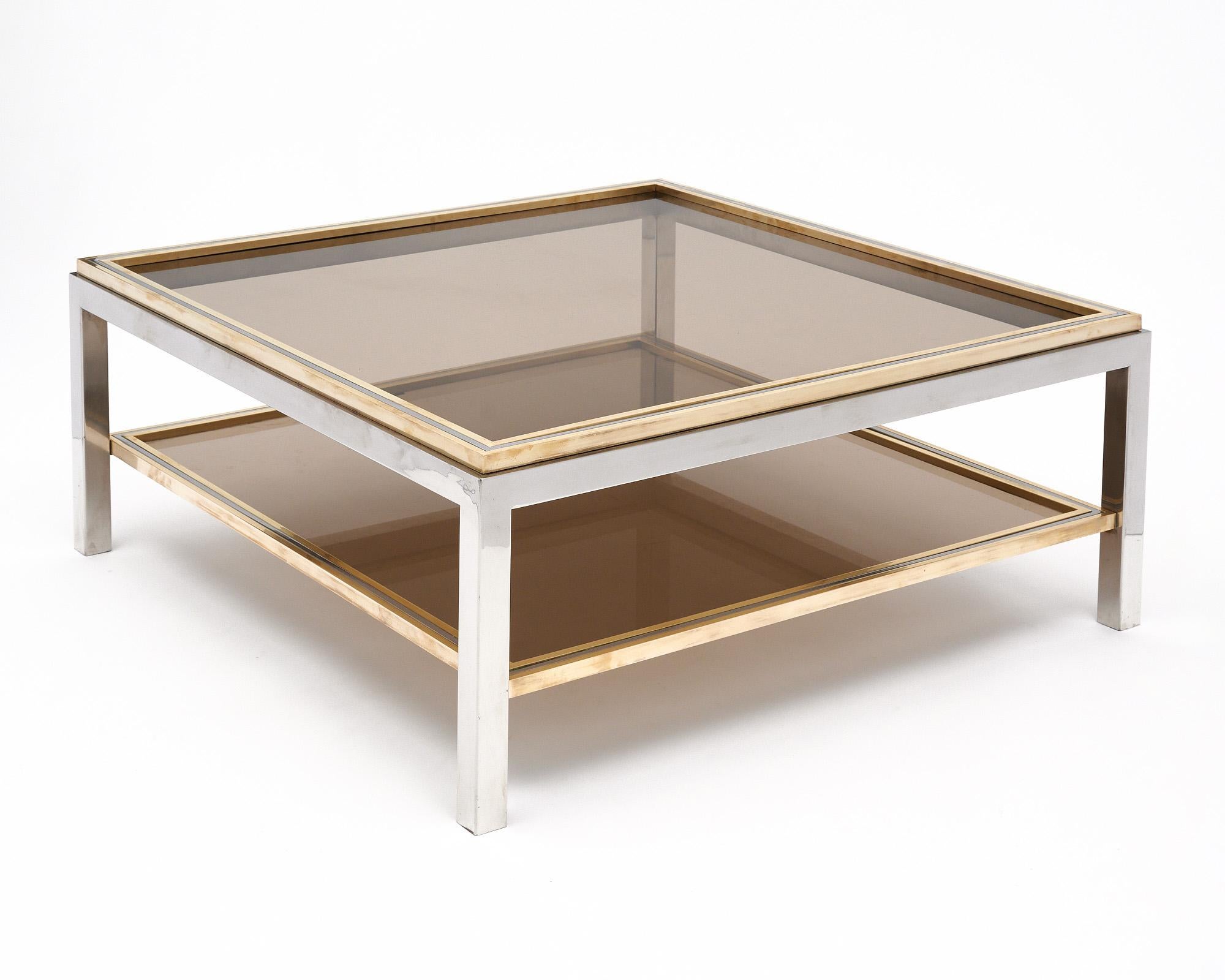 Table basse en chrome et laiton dans le style de Willy Rizzo en vente 2
