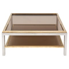 Vintage Willy Rizzo Chrome and Brass Coffee Table
