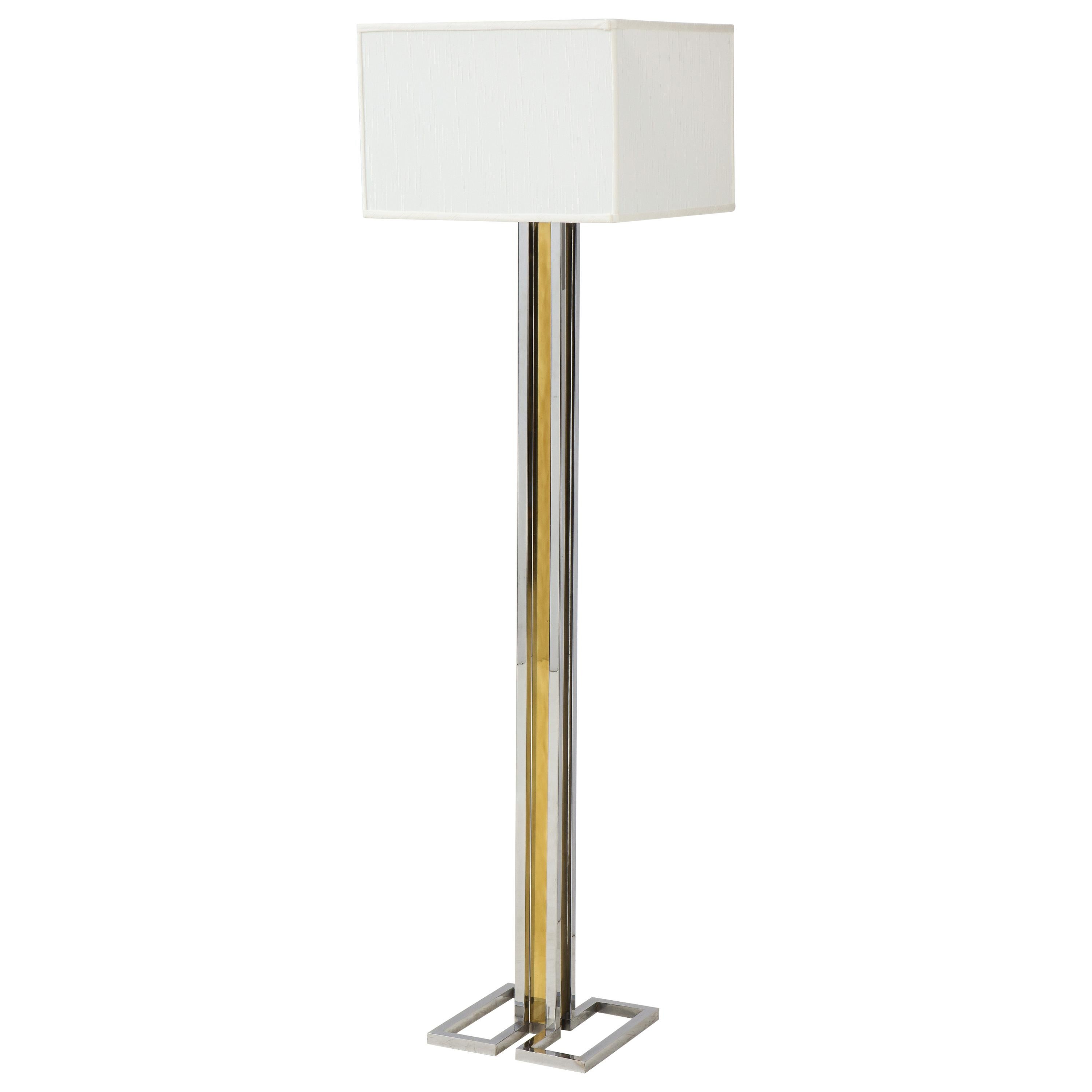 Willy Rizzo Chrome and Brass Floor Lamp