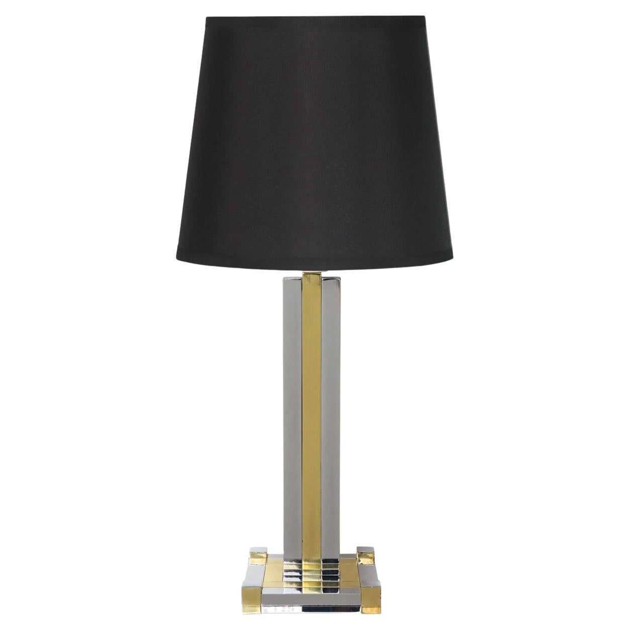 Willy Rizzo Chrome and Brass Table Lamp, 1970s