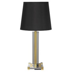 Willy Rizzo Chrome and Brass Table Lamp, 1970s