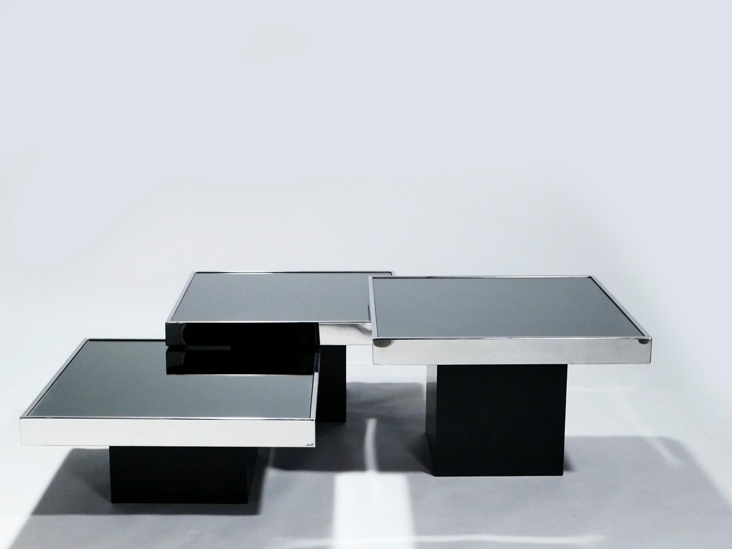 Willy Rizzo Chrome and Mirrored Coffee Table, 1970s 4