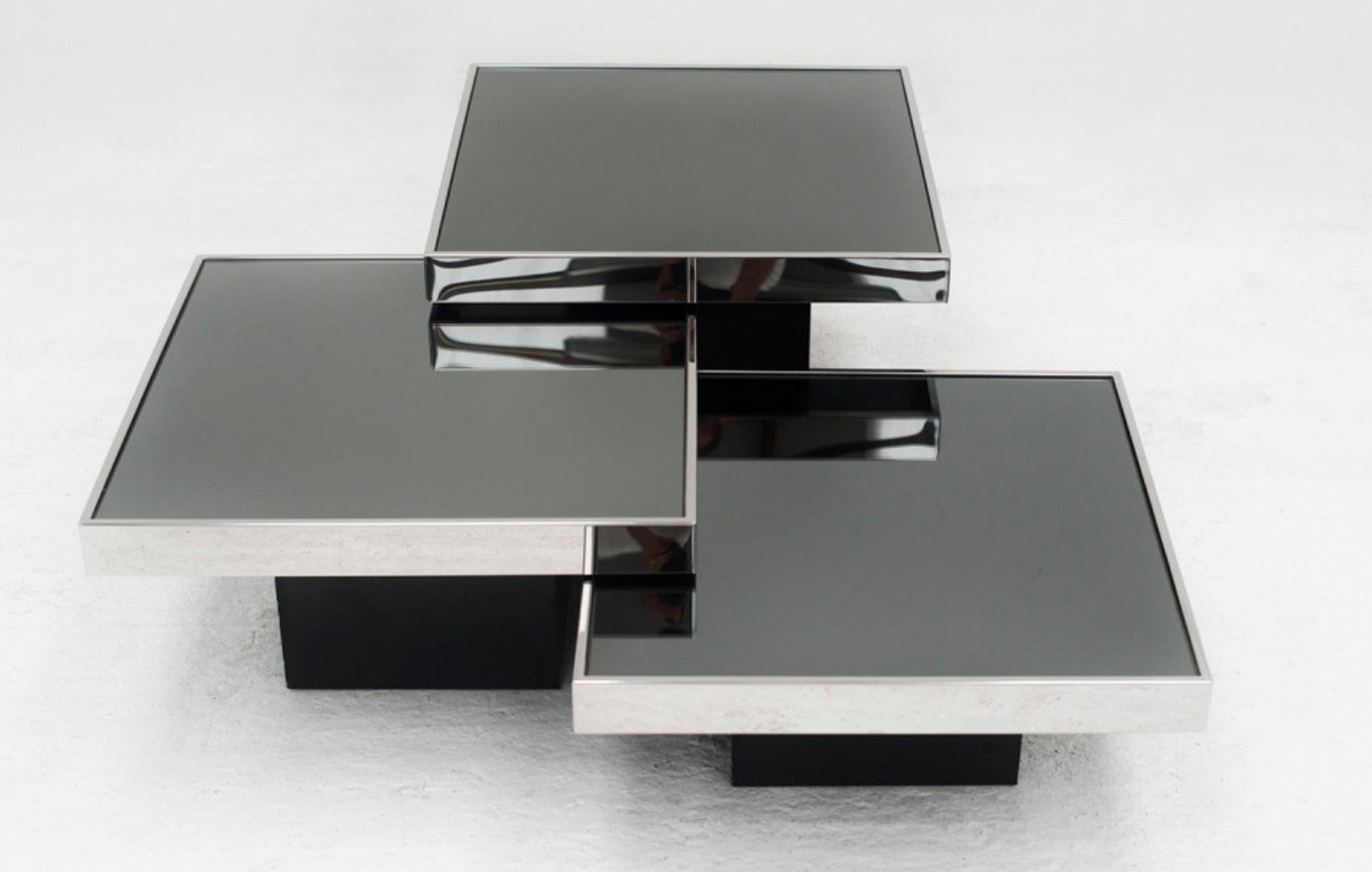 Willy Rizzo Chrome and Mirrored Coffee Table, 1970s 5