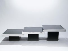 Willy Rizzo Chrome and Mirrored Coffee Table, 1970s