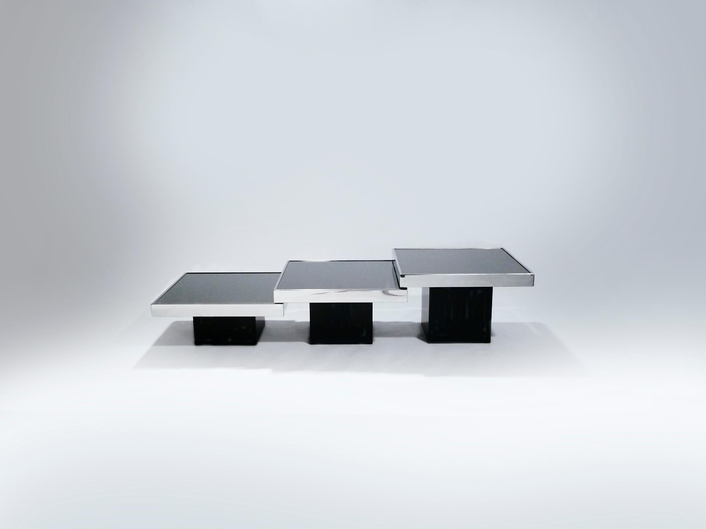 Late 20th Century Willy Rizzo Chrome and Mirrored Coffee Table, 1970s