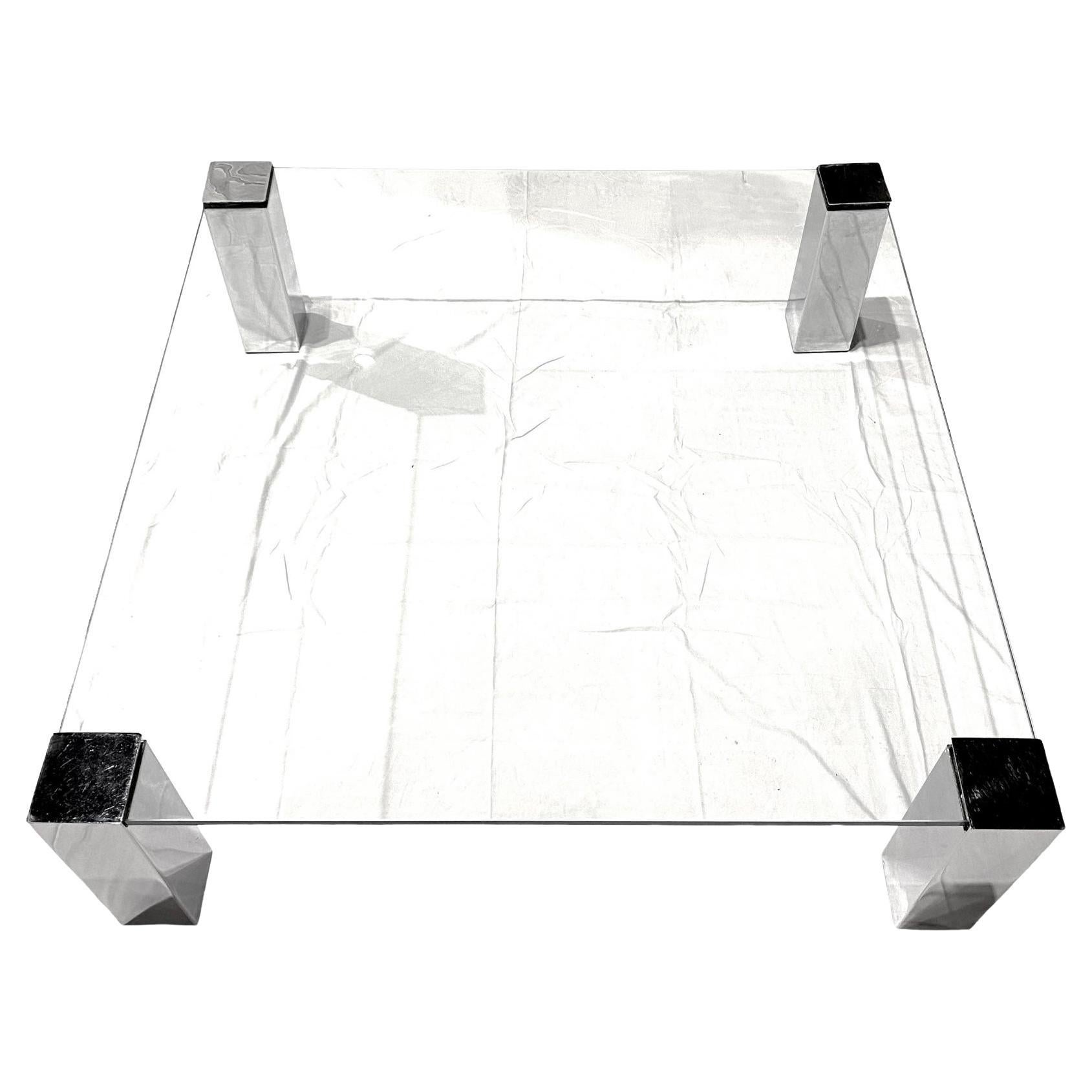 Willy Rizzo Chrome & Glass Coffee Table