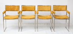 Fauteuils SQ-BR signés Willy Rizzo Chrome & Daim jaune:: Italie 1970