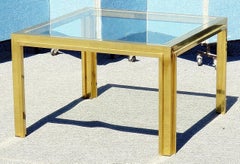 Table basse carrée en laiton d'inspiration Art Déco Willy Rizzo
