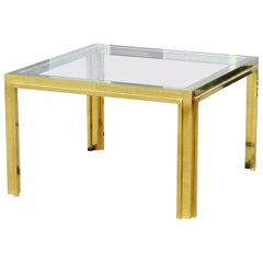 Square Willy Rizzo Art Deco Inspired Brass Coffee Table
