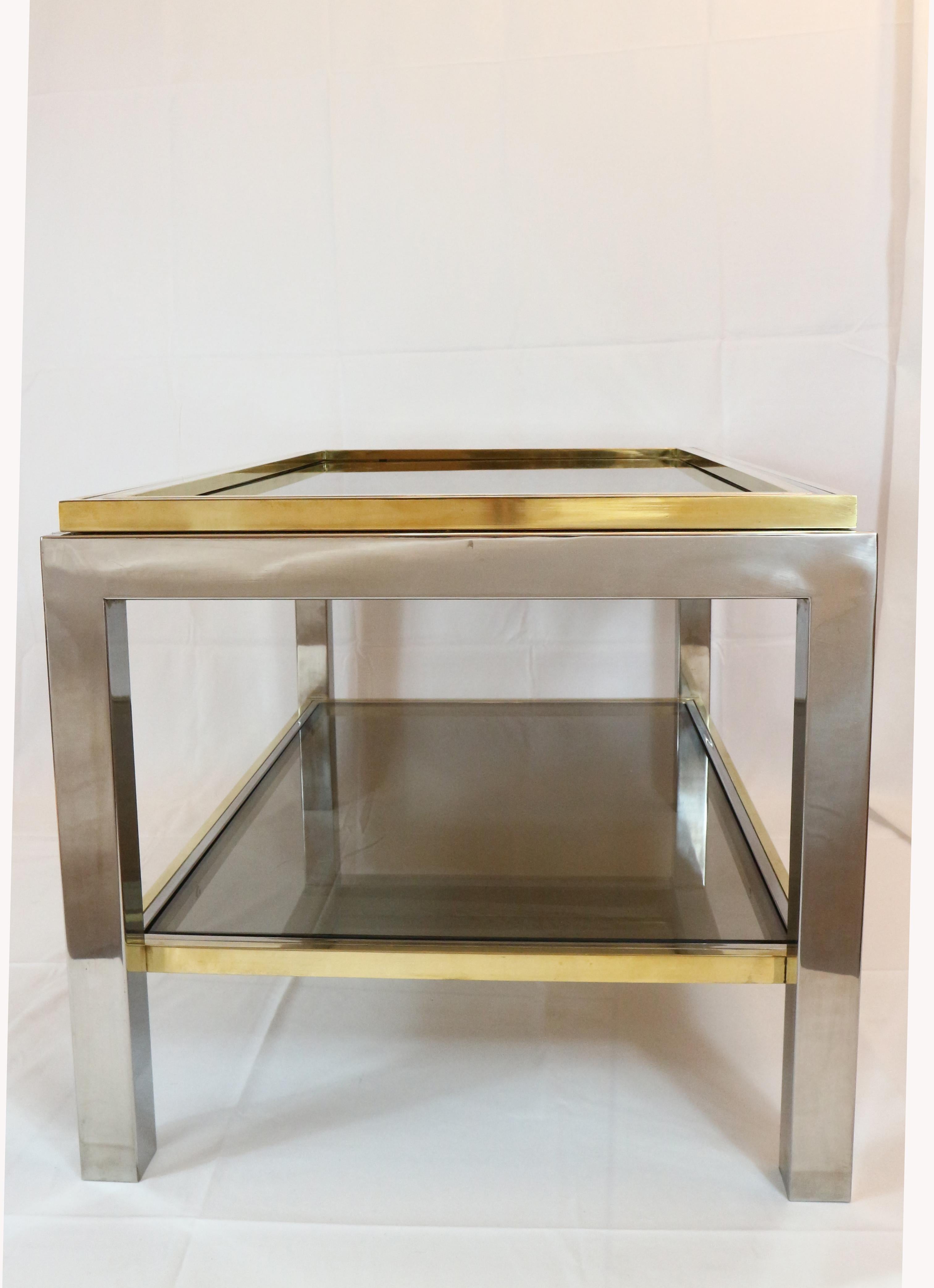 Late 20th Century Willy Rizzo, 1970s Coffee Table in Brass, Chrome and Glass