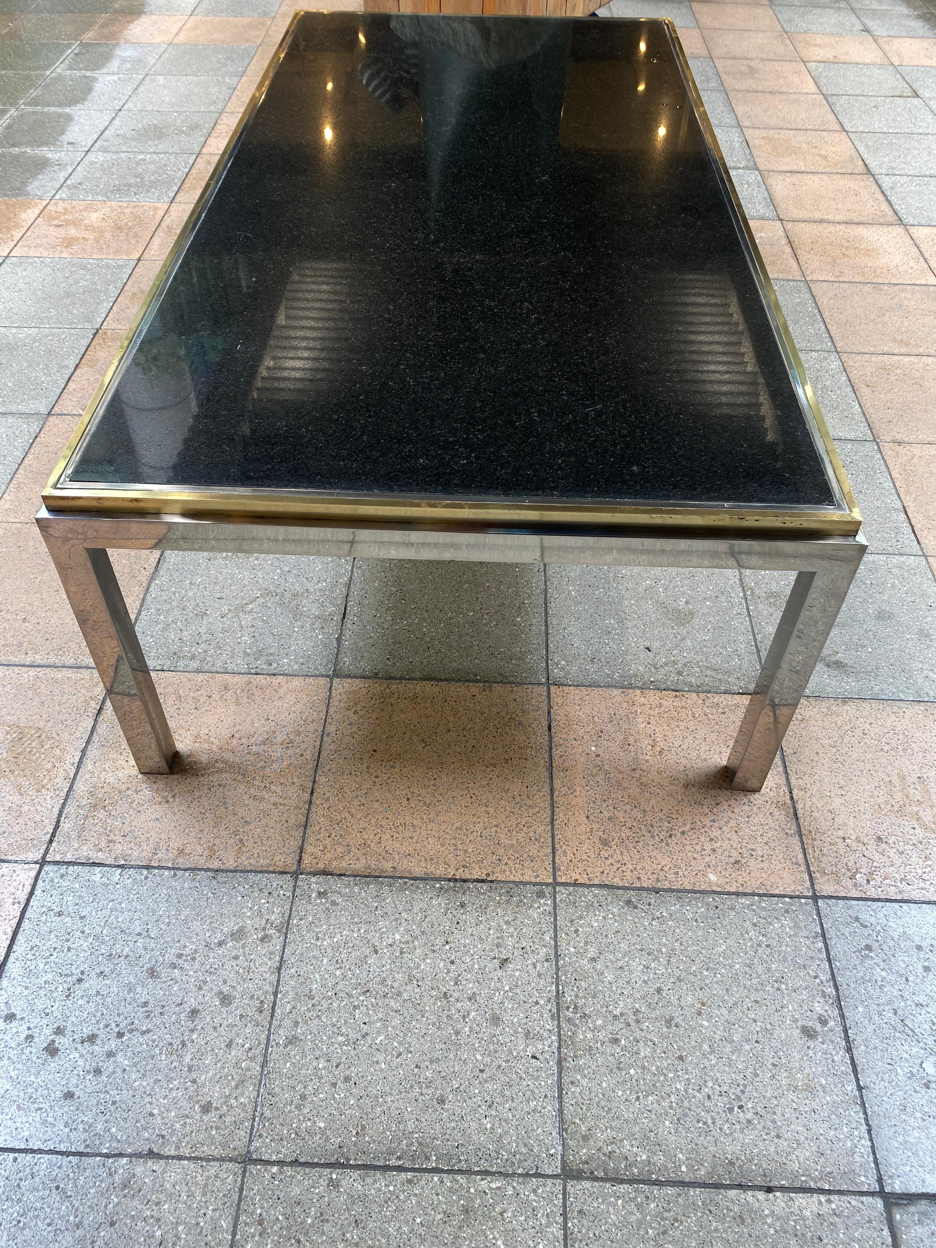 Laiton Table basse Willy Rizzo signée - 1978 en vente