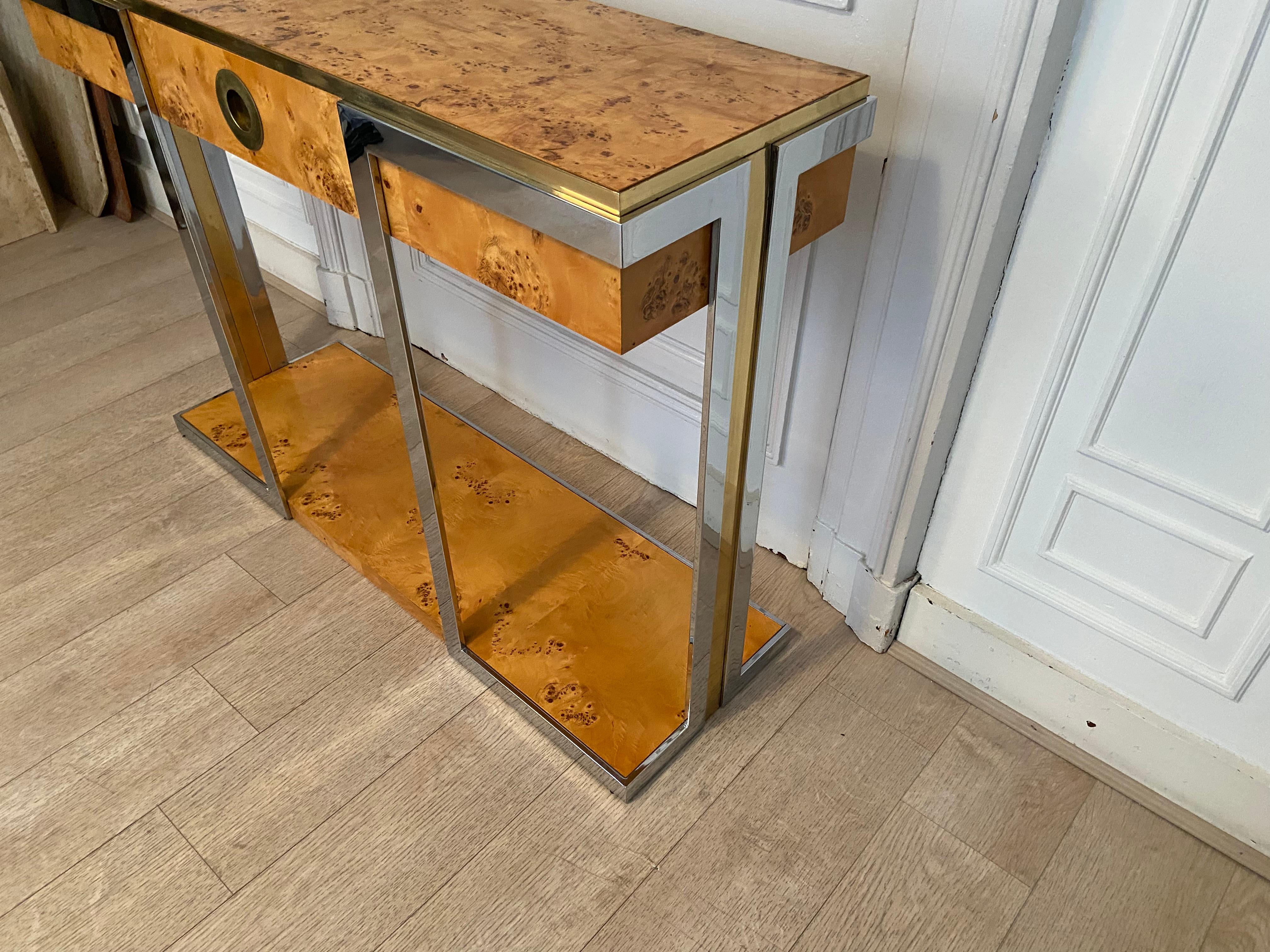Chrome Willy Rizzo Console for Mario Sabot 'Alveo Collection' For Sale