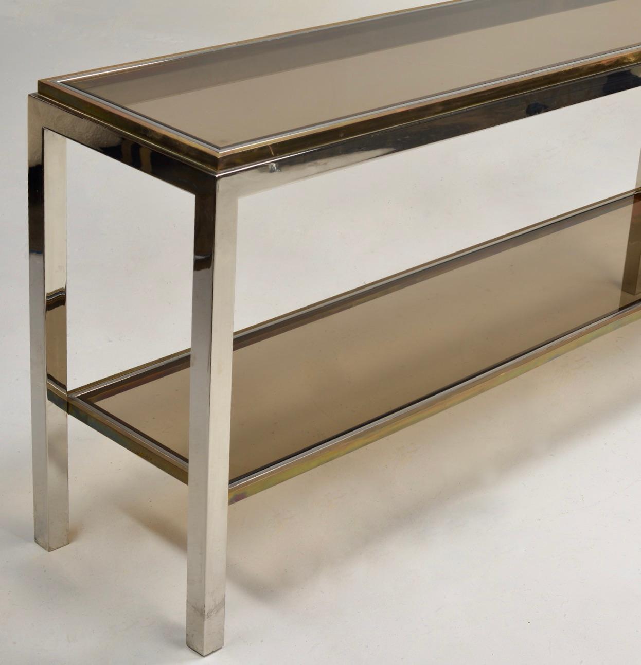 Brass Willy Rizzo Console Table For Sale