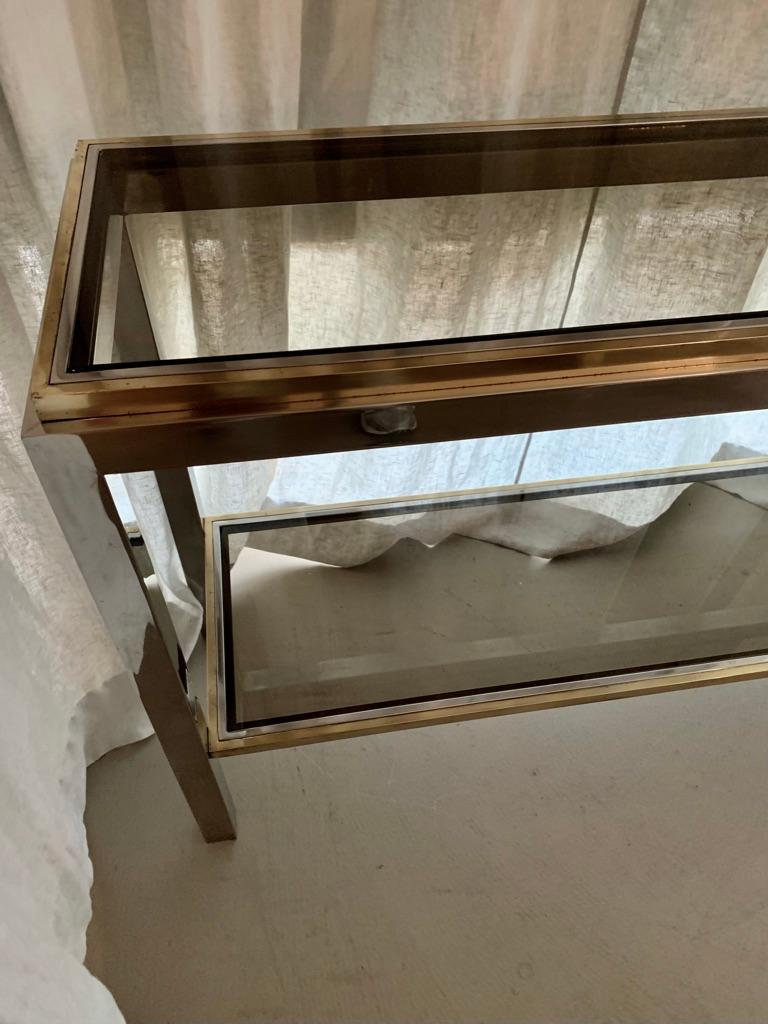 Brass Willy Rizzo console table For Sale