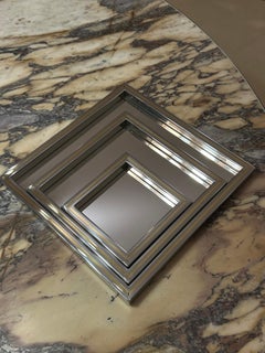 Willy Rizzo Desk Set of 3 in Polished Stainless Steel with a Brass Insert