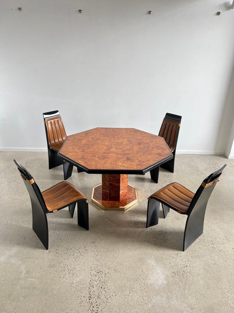 Leather Willy Rizzo Dining Chairs for Mario Sabon