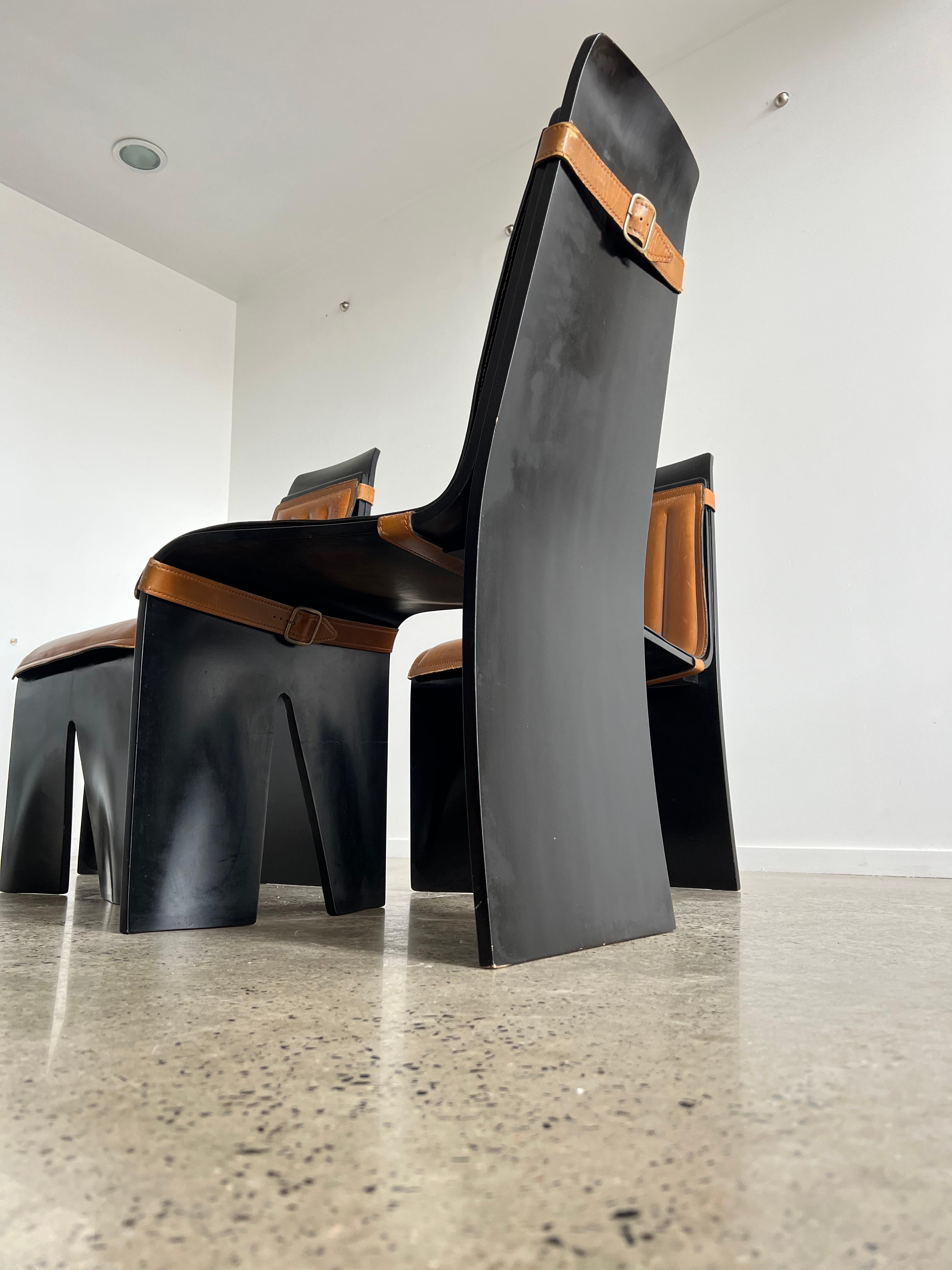 Leather Willy Rizzo Dining Chairs for Mario Sabon For Sale