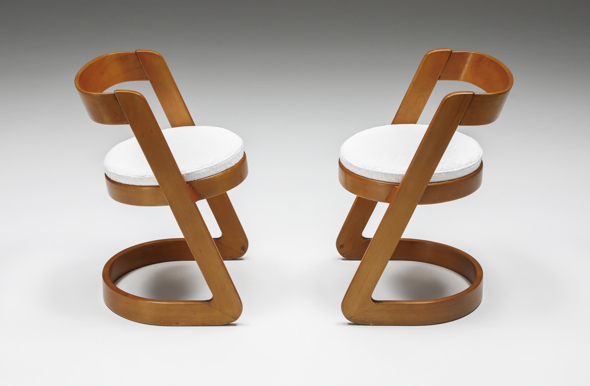 Mid-Century Modern Willy Rizzo Dining Chairs Set by Mario Sabot, Italy, 1970's