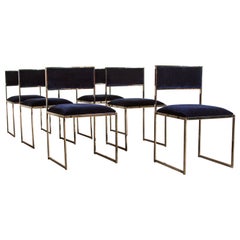 Willy Rizzo Dining Chairs, Set of 6, 1970, Italy