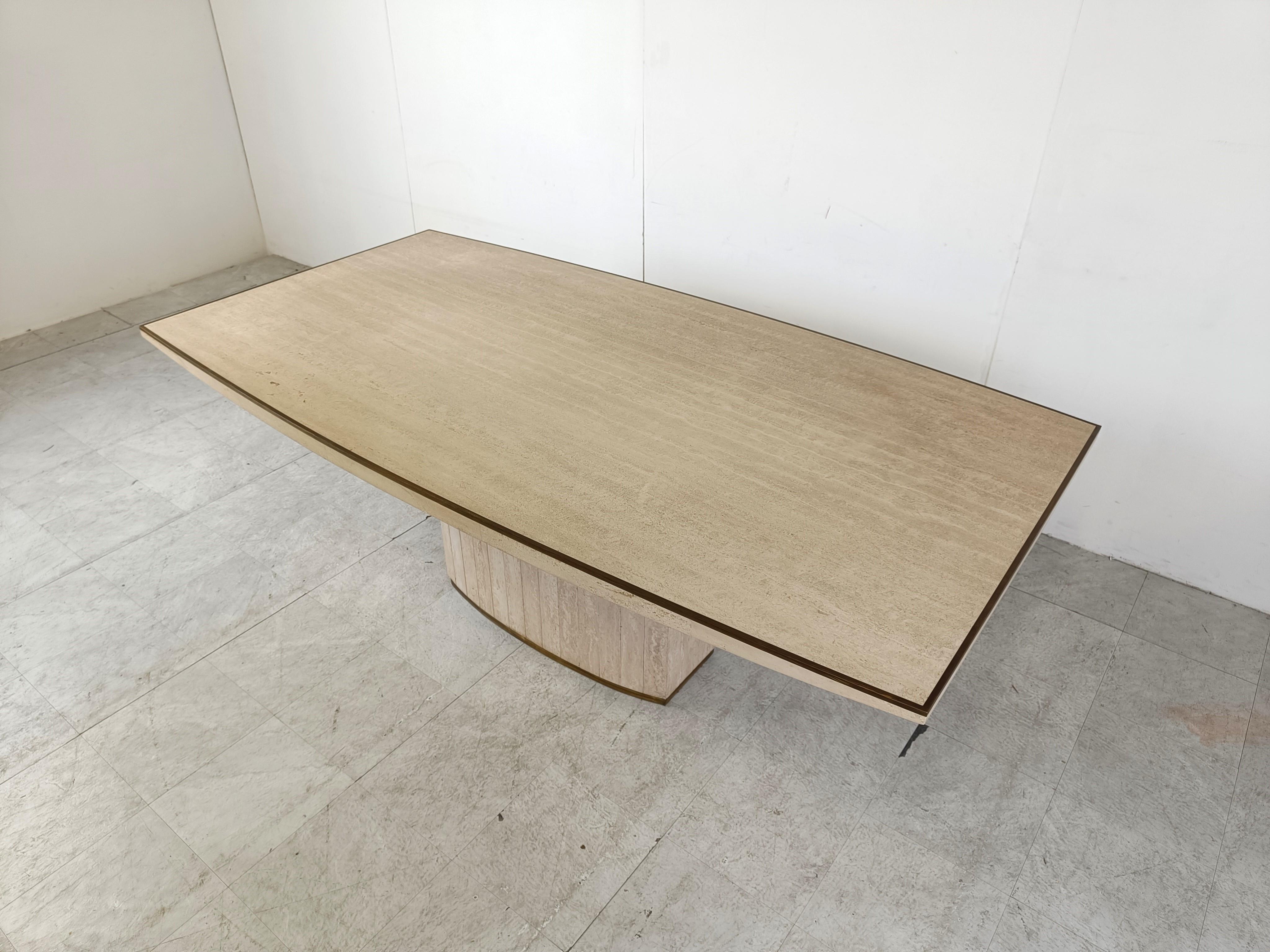 Travertine Willy rizzo dining table for Jean Charles, 1970s