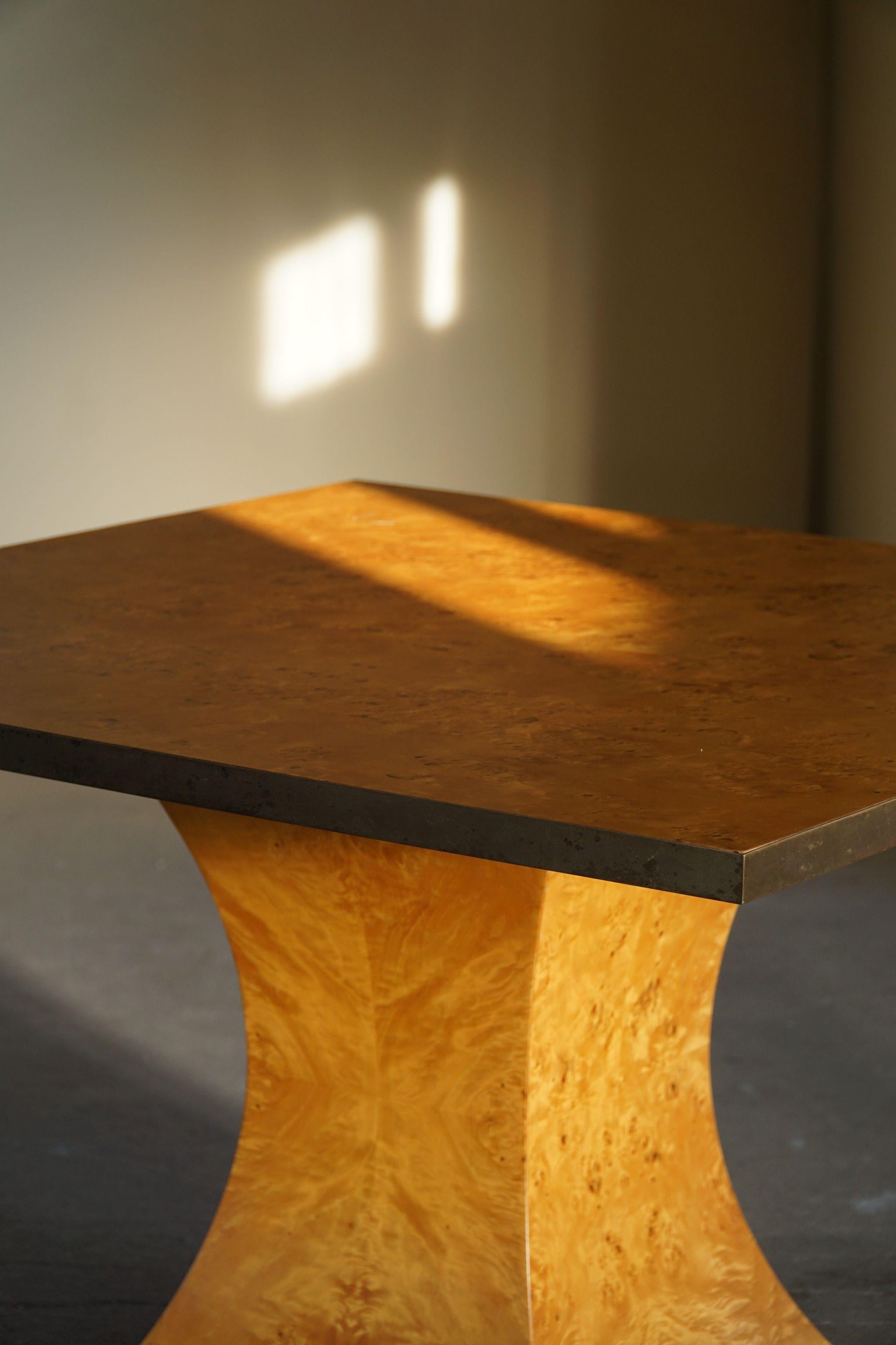Willy Rizzo Dining Table in Burl & Brass, 