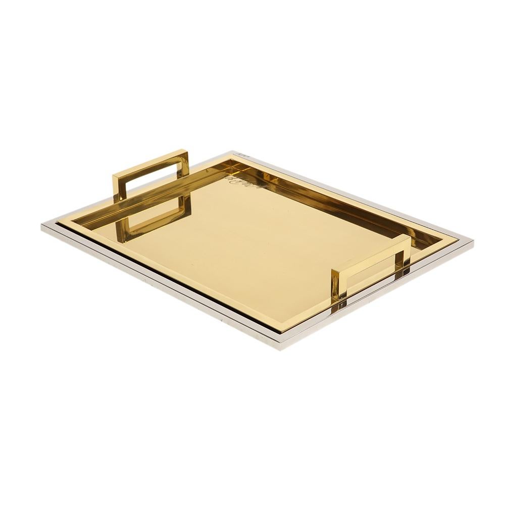 Willy Rizzo Drink Trays, Brass, Polished Stainless Steel, Signed For Sale 4