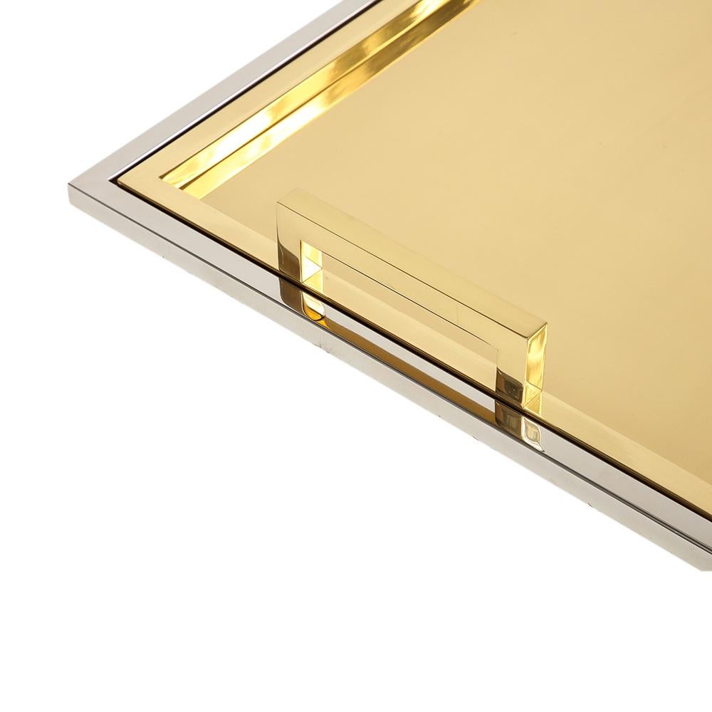 Willy Rizzo Drink Trays, Brass, Polished Stainless Steel, Signed For Sale 5