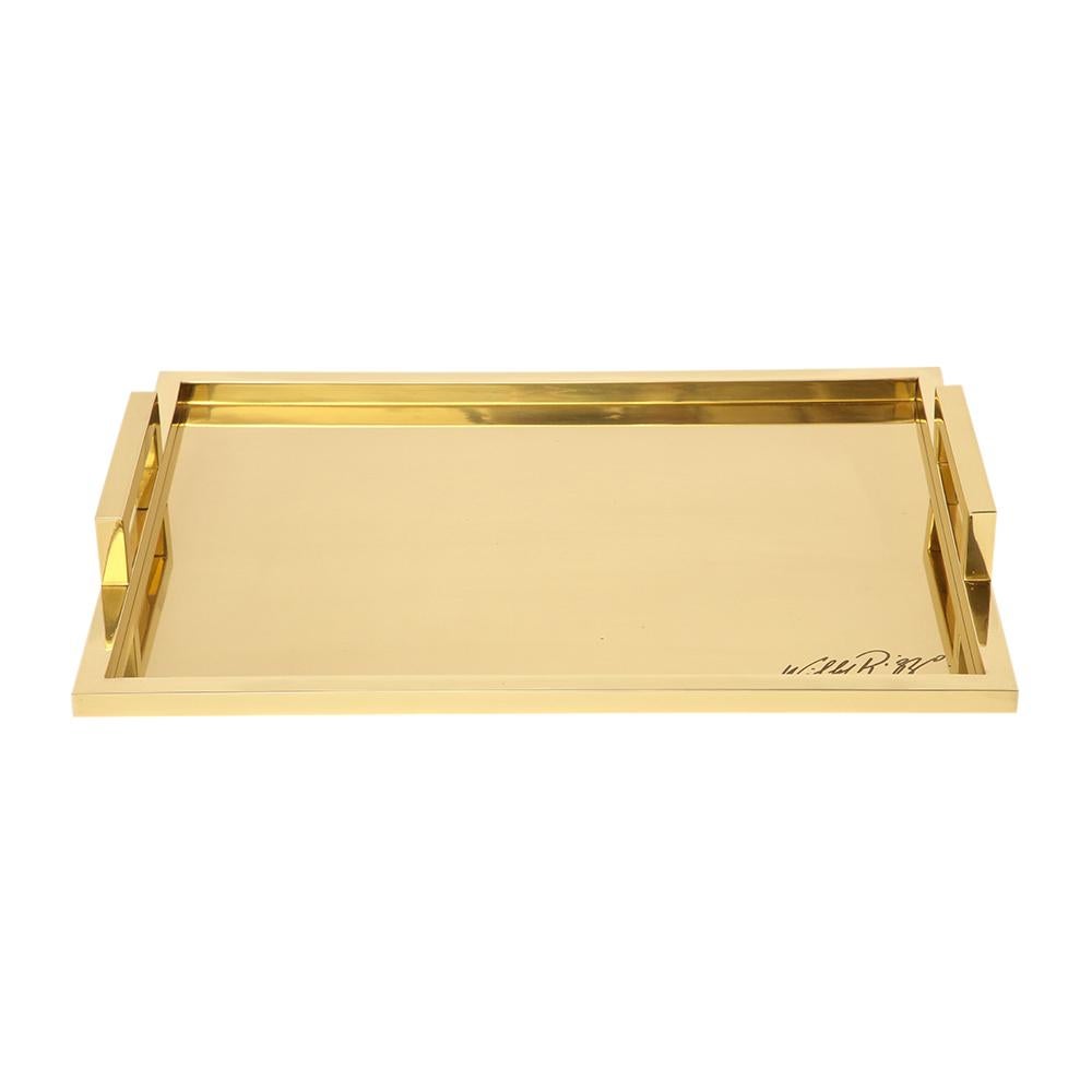 Willy Rizzo Drink Trays, Brass, Polished Stainless Steel, Signed For Sale 11