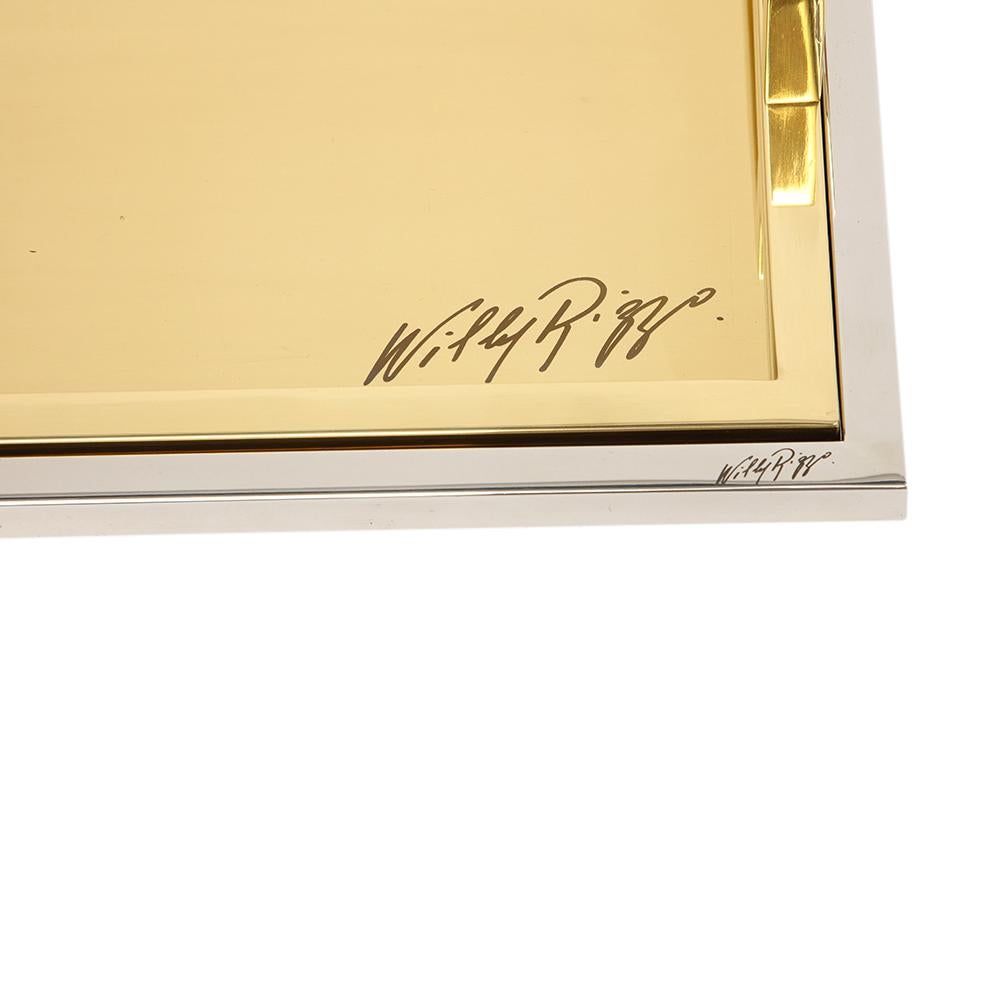 Willy Rizzo Drink Trays, Brass, Polished Stainless Steel, Signed For Sale 3