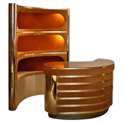Vintage Willy Rizzo Dry Bar and Illuminated Storage, Italy, 1970s