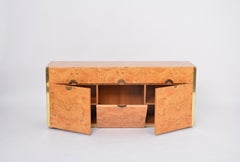 Willy Rizzo Elm Birch Wood and Brass Cabinet Model Alveo for Mario Sabot
