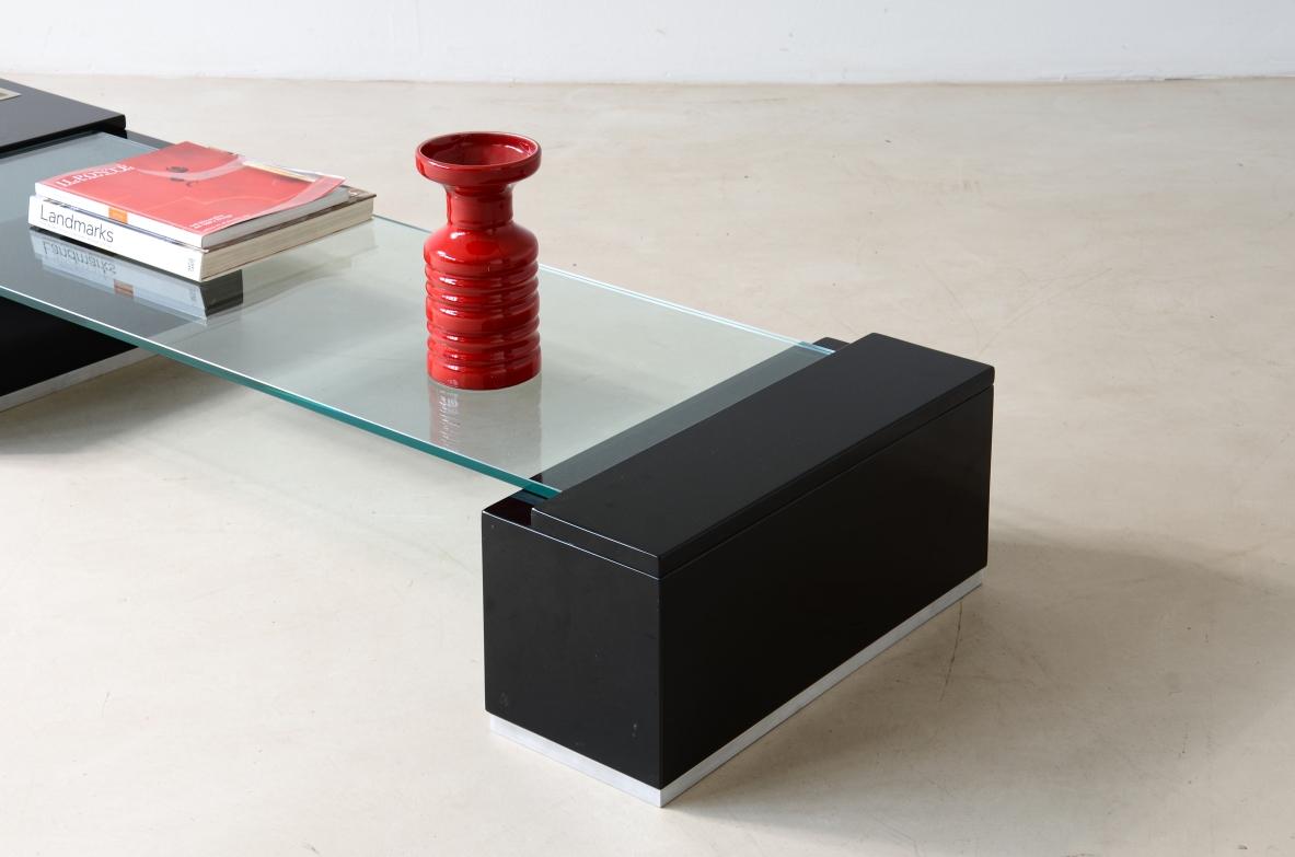 Modern Willy Rizzo, extraordinary low table composed of two lacquered woode For Sale