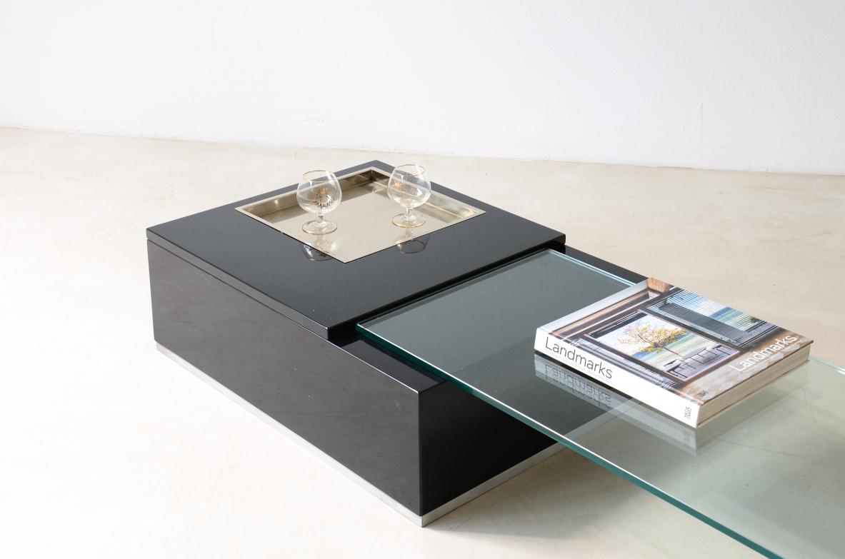 Italian Willy Rizzo, extraordinary low table composed of two lacquered woode For Sale