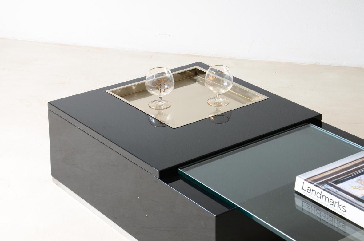 Willy Rizzo, extraordinary low table composed of two lacquered woode In Good Condition For Sale In Milano, IT