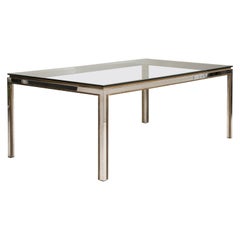 Willy Rizzo Fiorentina Model Steel and Brass Crystal Top Table, 1970s