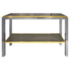 Willy Rizzo "Flaminia Console Table" in Chrome and Brass 1970s (Signed)