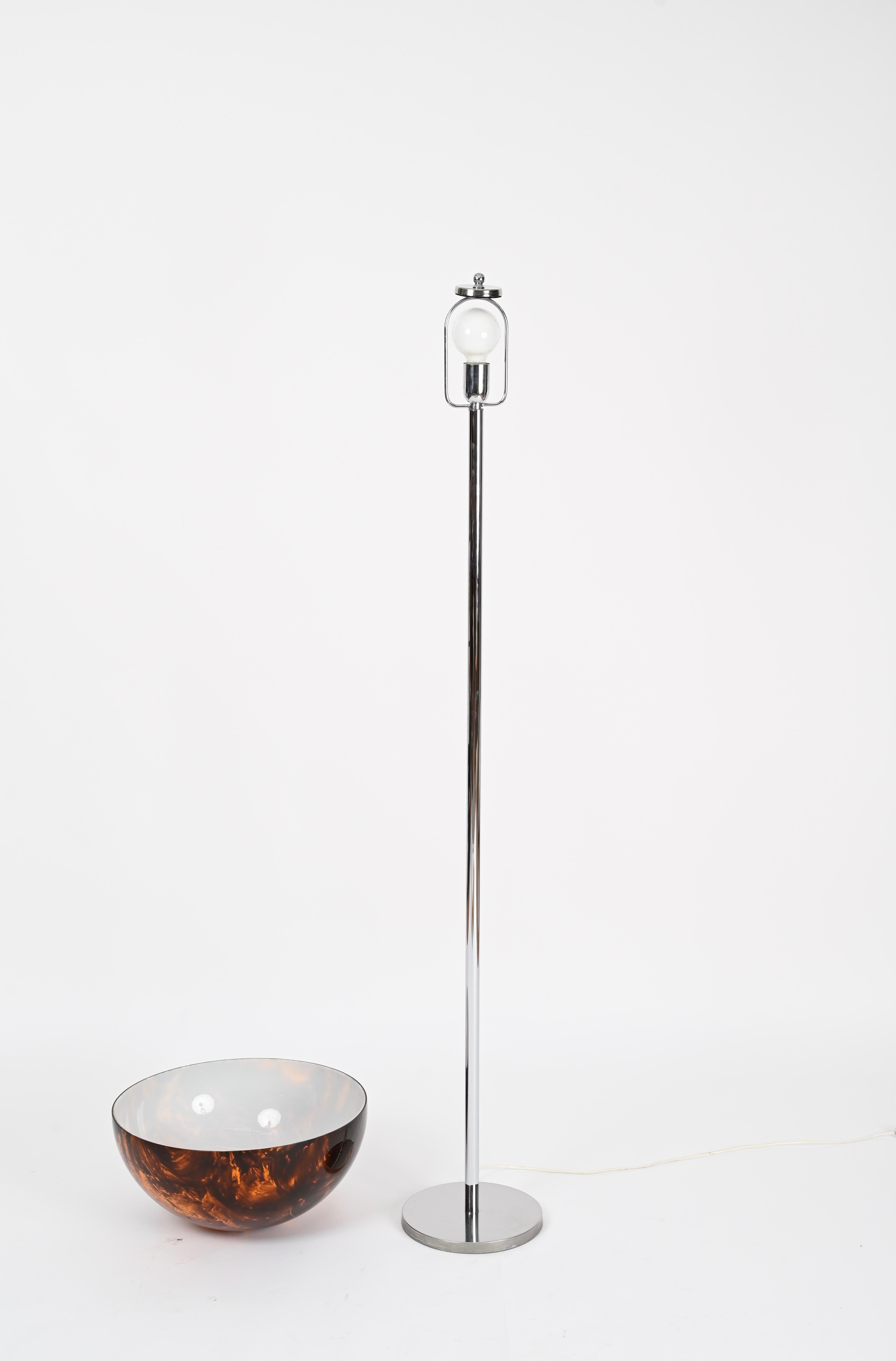 Willy Rizzo  Floor Lamp in Chrome and Tortoiseshell Effect Lucite, Italy 1970s For Sale 4
