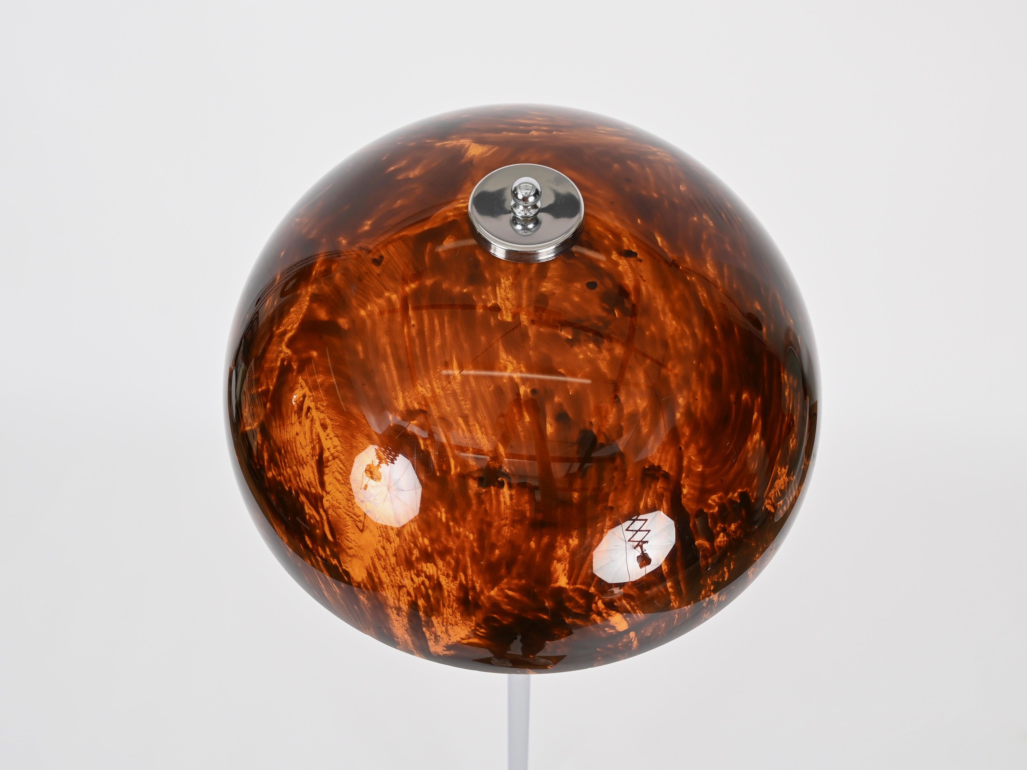 Willy Rizzo  Floor Lamp in Chrome and Tortoiseshell Effect Lucite, Italy 1970s For Sale 7