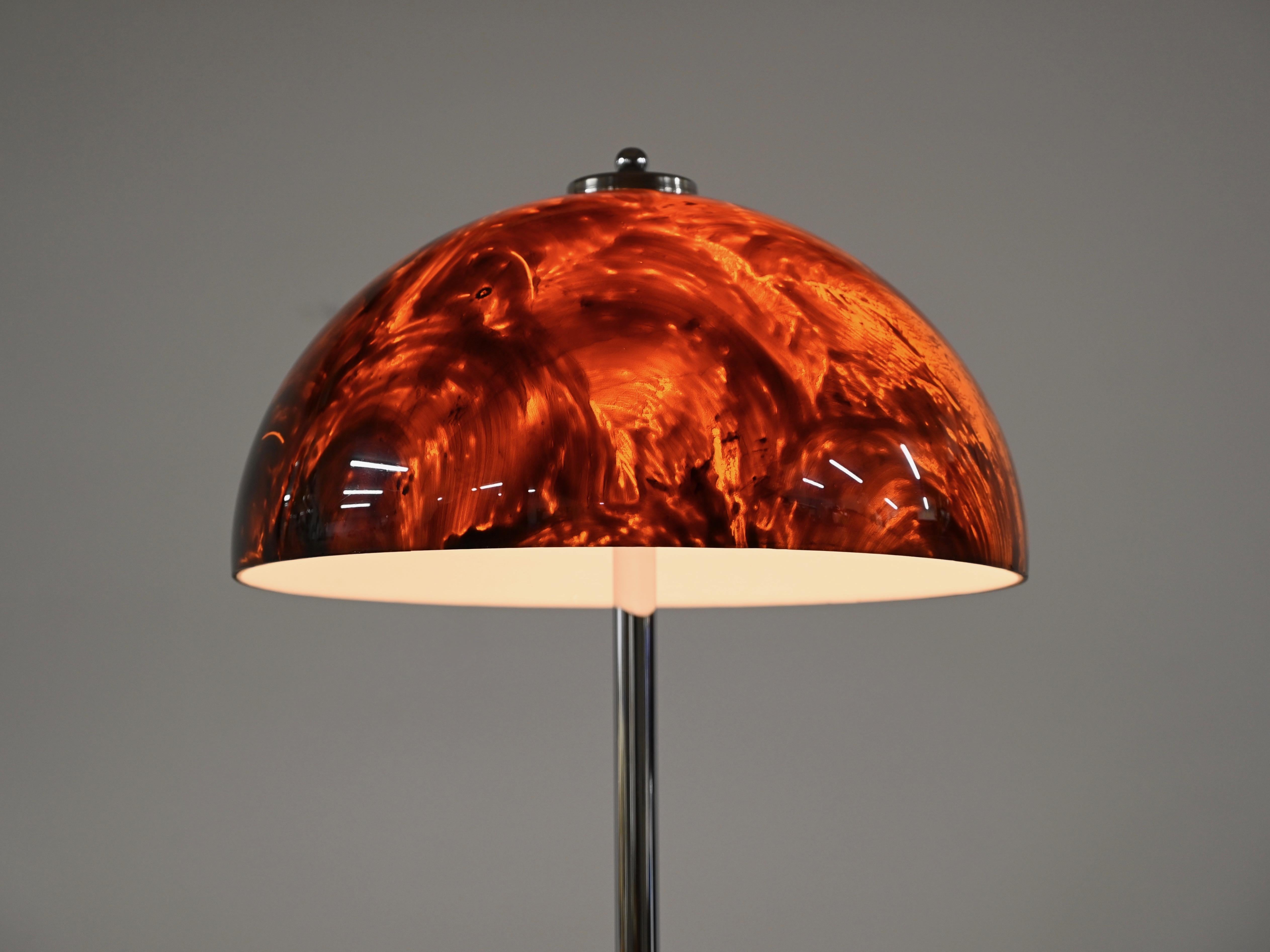 Hand-Crafted Willy Rizzo  Floor Lamp in Chrome and Tortoiseshell Effect Lucite, Italy 1970s For Sale