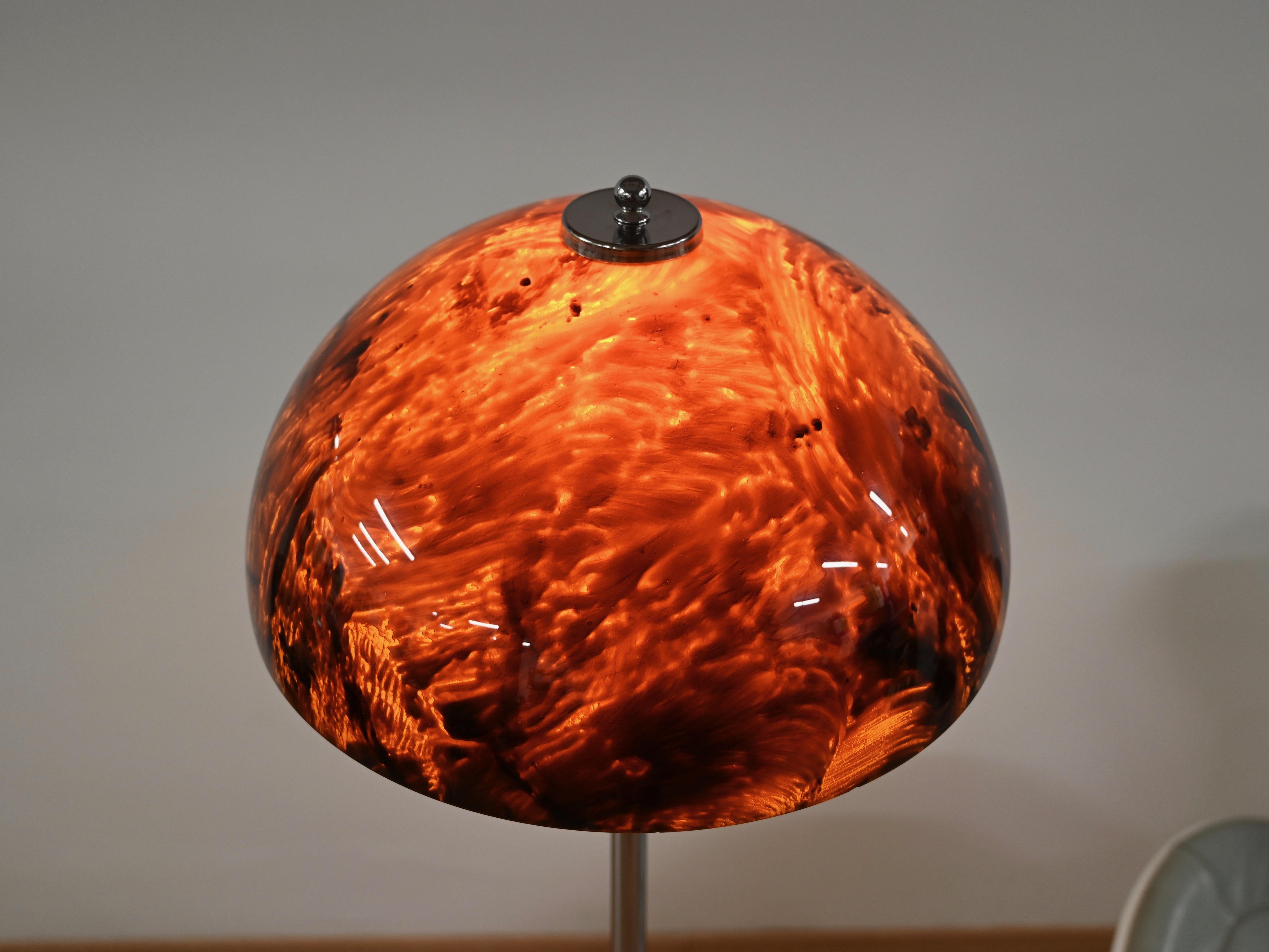 Metal Willy Rizzo  Floor Lamp in Chrome and Tortoiseshell Effect Lucite, Italy 1970s For Sale