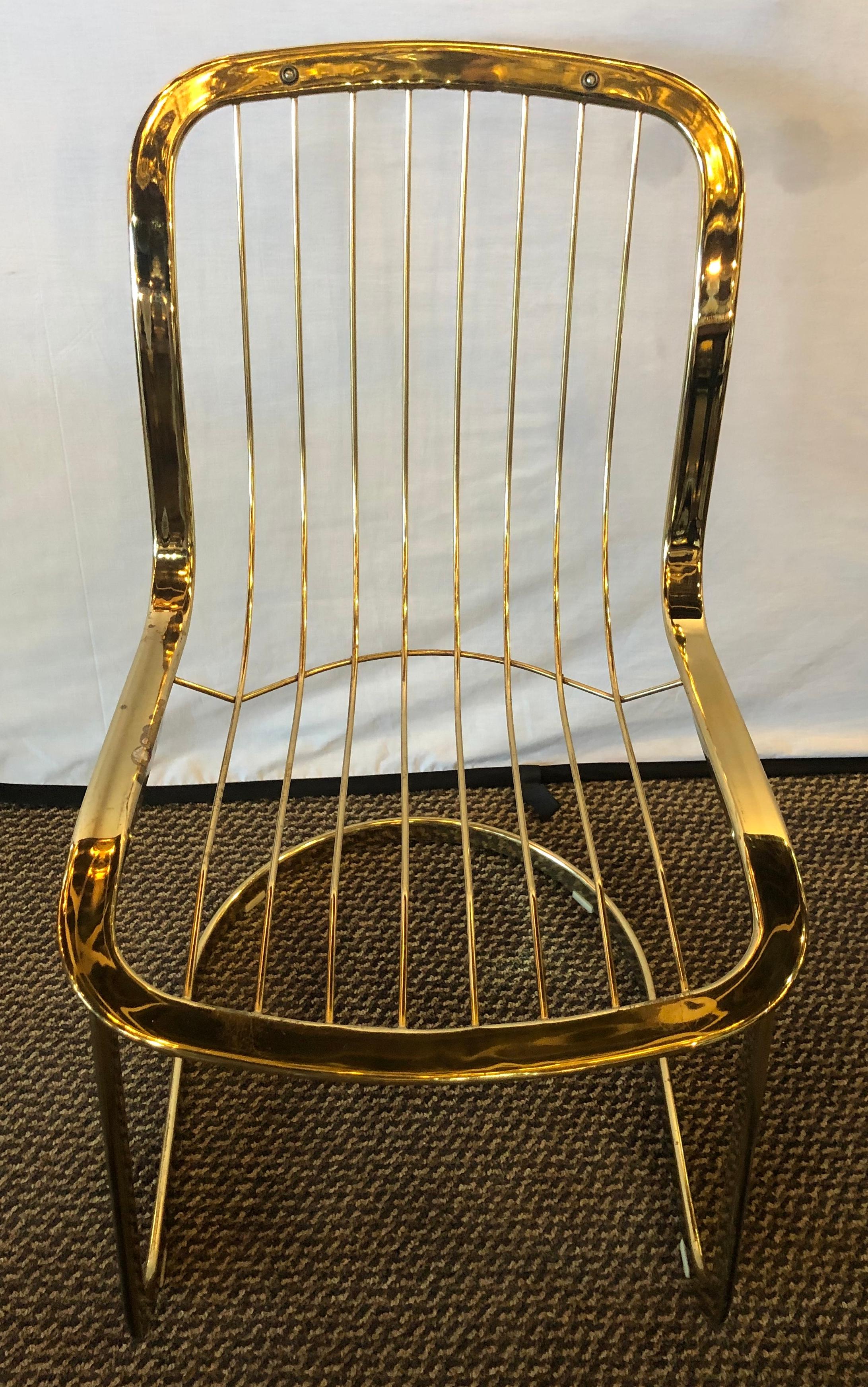 Willy Rizzo for Cidue 8 Dining Chairs Italian 1970s Brass Plated Metal Labelled In Good Condition In Stamford, CT