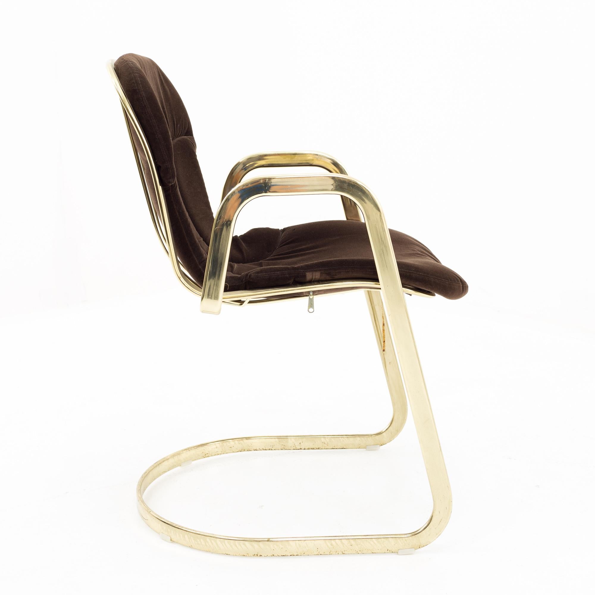 Late 20th Century Willy Rizzo for Cidue Mid Century Italian Brass Cantilever Chair, Set of 4