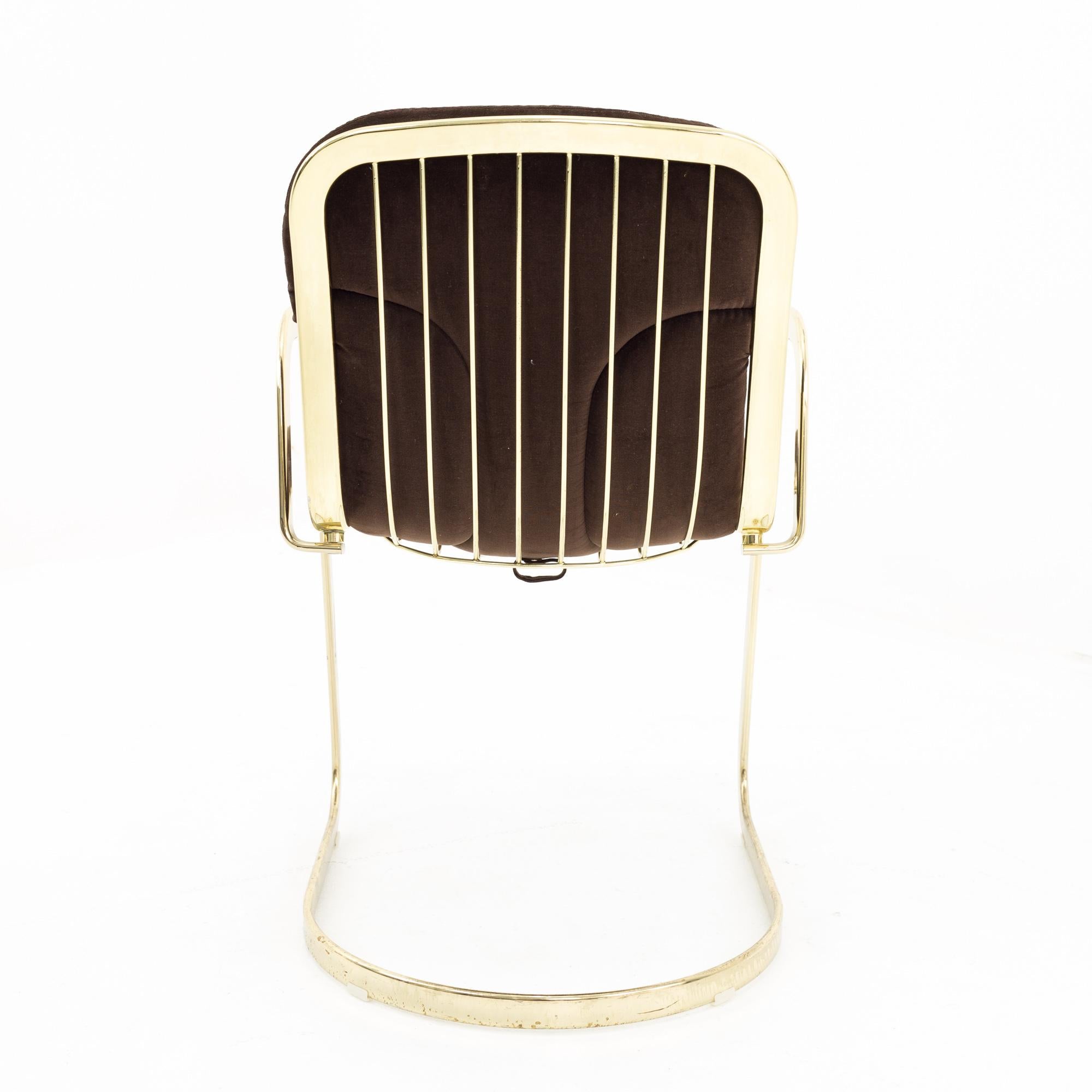 Willy Rizzo for Cidue Mid Century Italian Brass Cantilever Chair, Set of 4 2